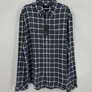 Rails Plaid Flannel Shirt Long Sleeve Button Up Blue White Mens Size XL PERFECT